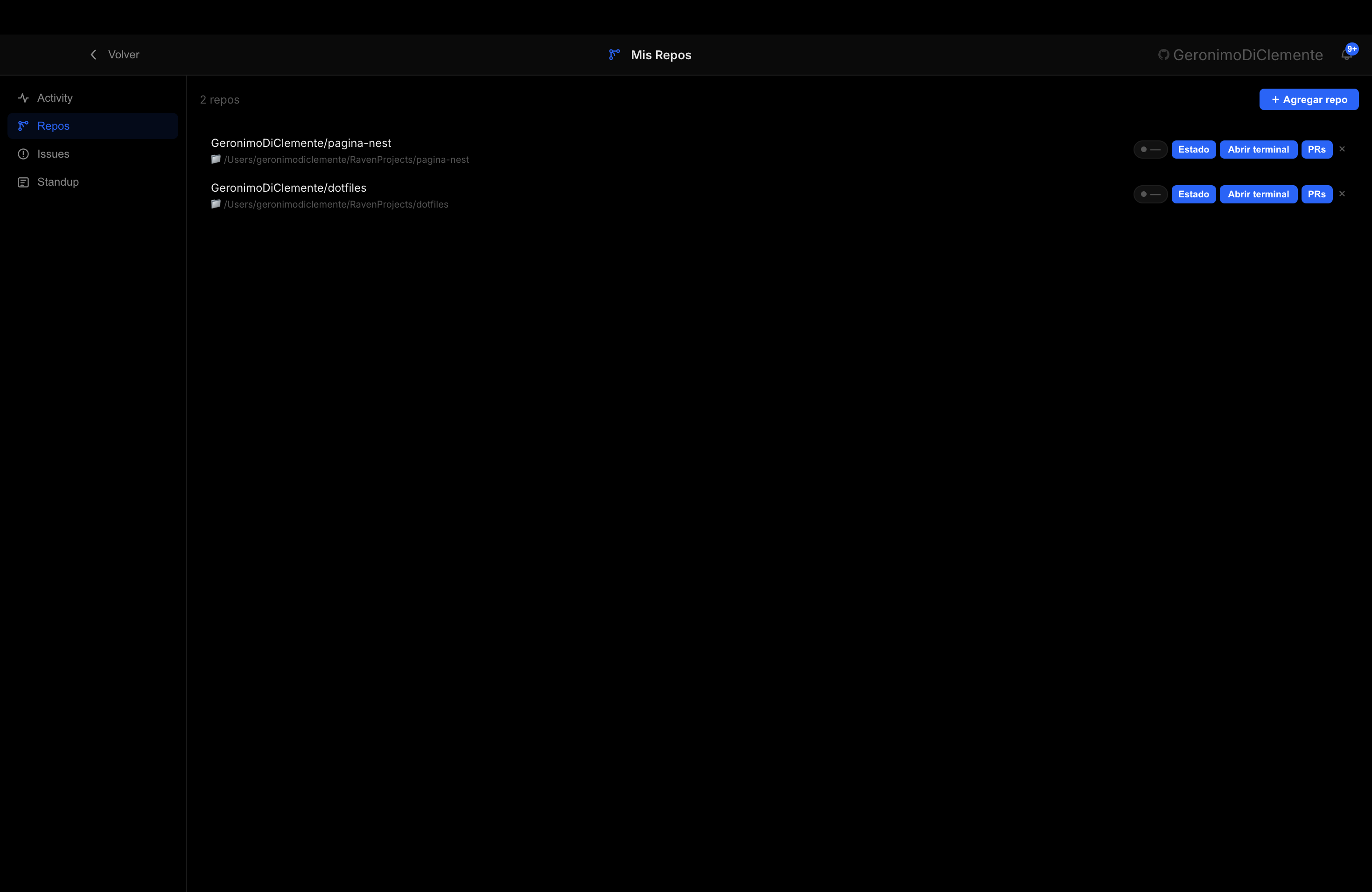 My Repos personal workspace