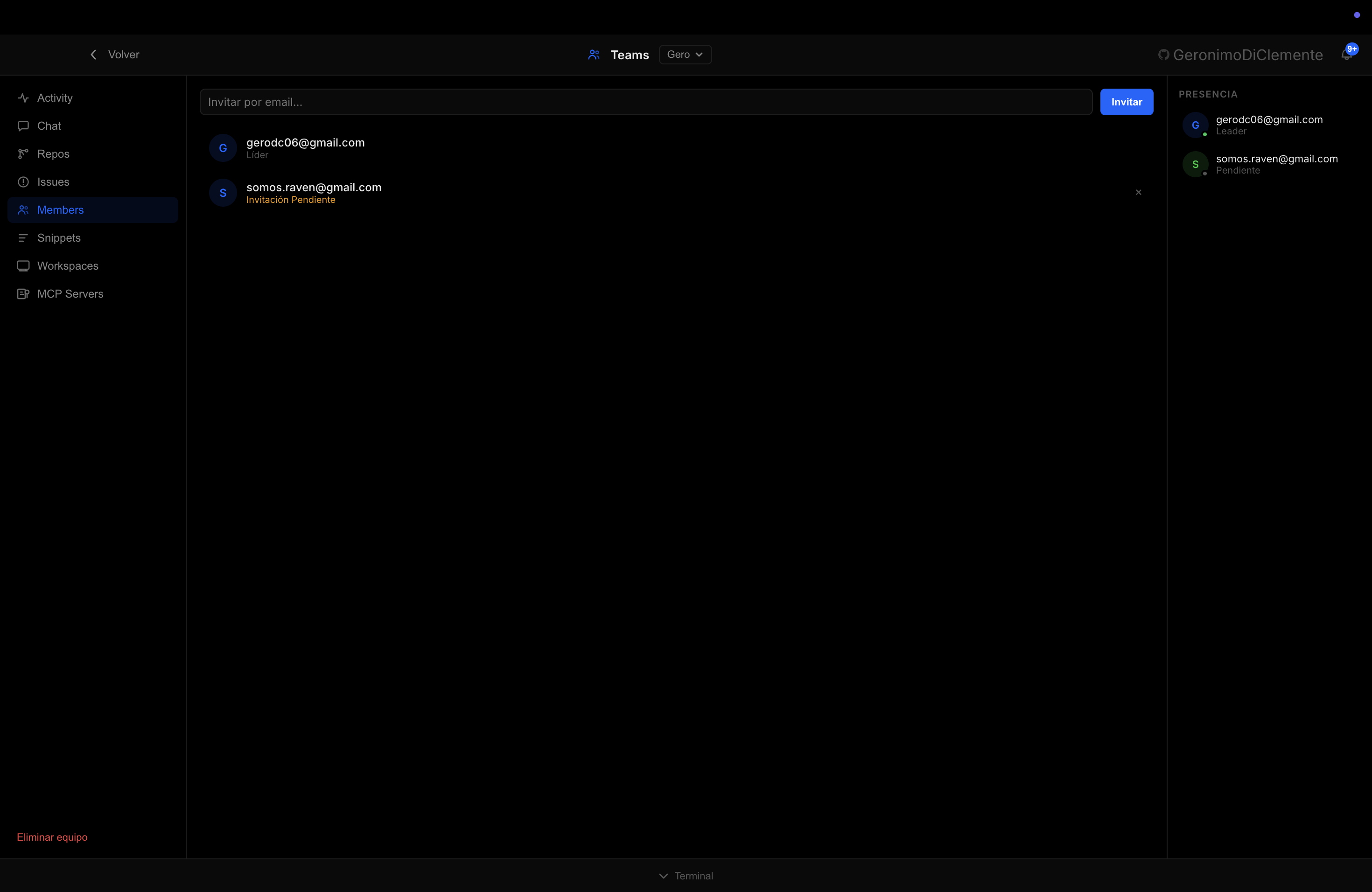 Team Members with roles
